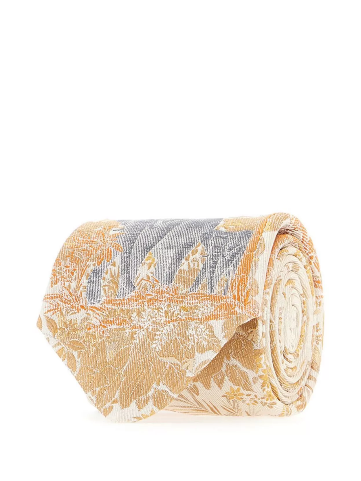 Etro Silk Tie With Embroidered Botanical Pattern And Elephant Motif