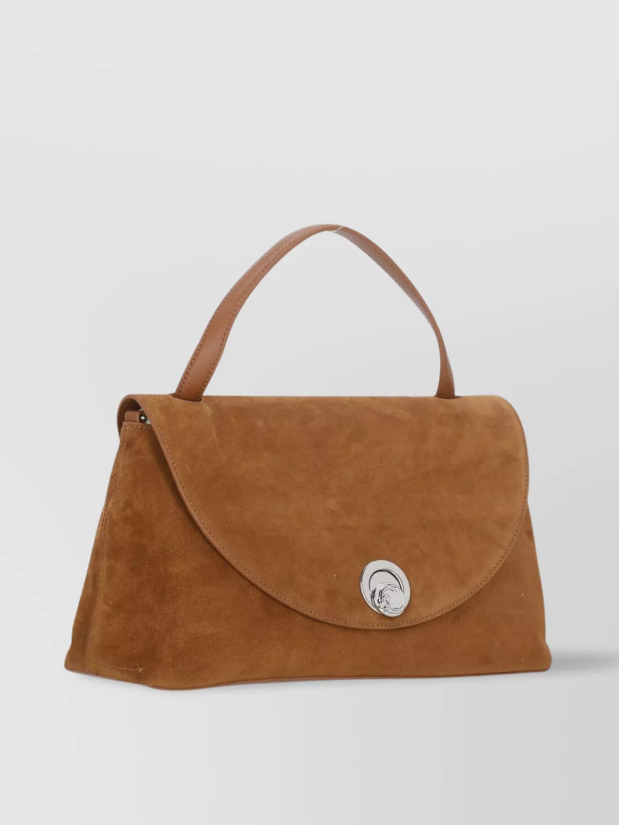 Coccinelle Suede Leather Shoulder Bag With Top Handle In Brown