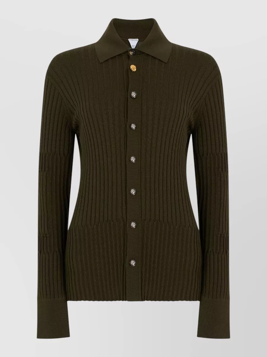 Bottega Veneta cashmere silk ribbed slim-fit long-sleeve cardigan