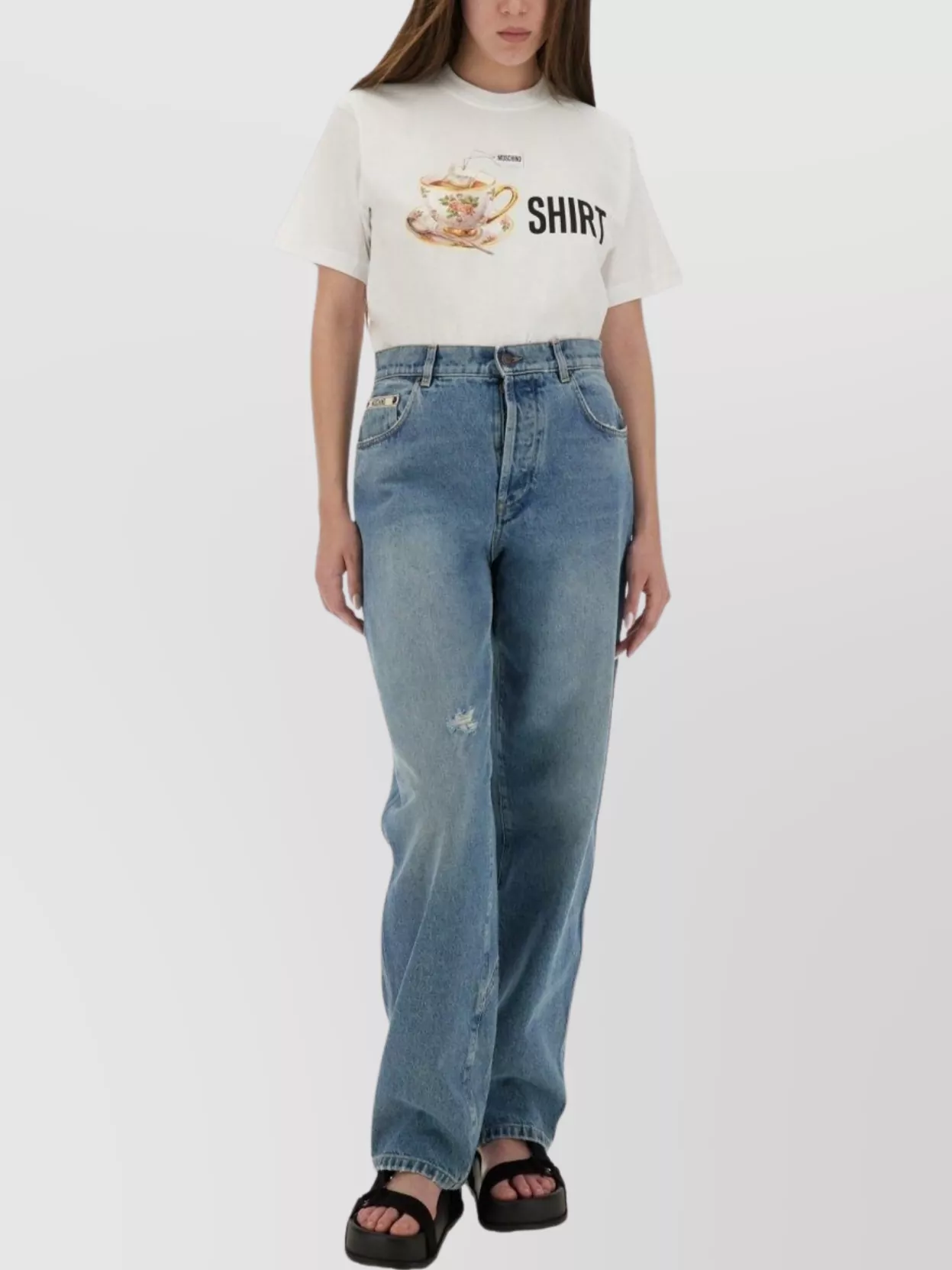 Moschino Crew Neck Graphic Print Short Sleeves Top