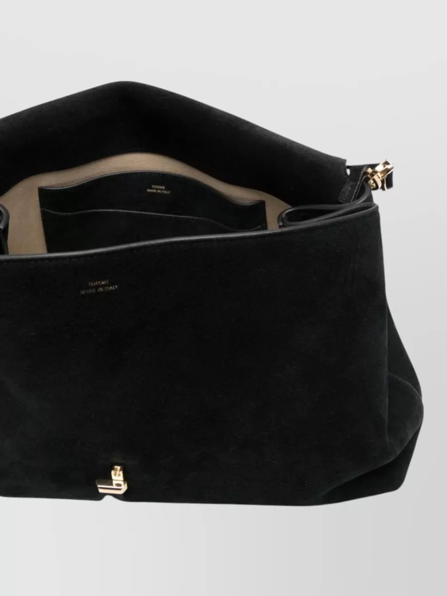 Totême Suede Leather Shoulder Bag With Top Handle