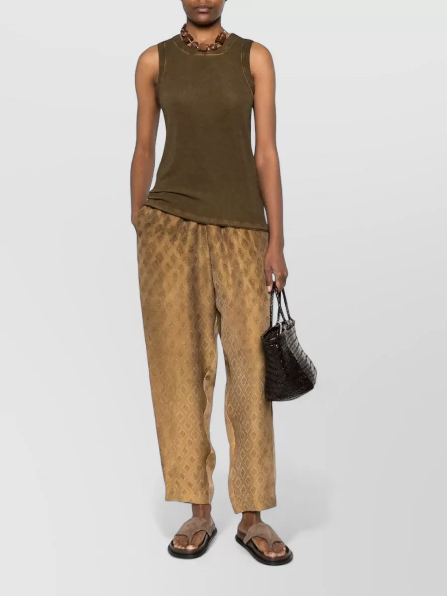 Uma Wang Diamond Print Cropped Wide-Leg Trousers