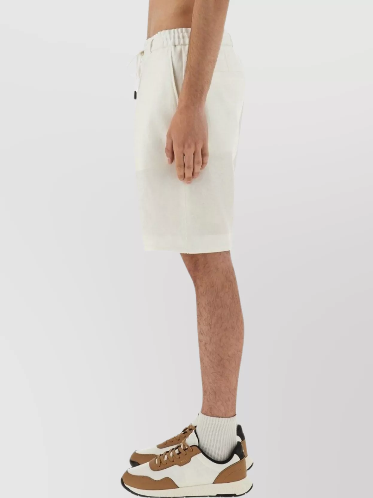 Boss Knee Length Elastic Waistband Shorts With Side And Back Pockets