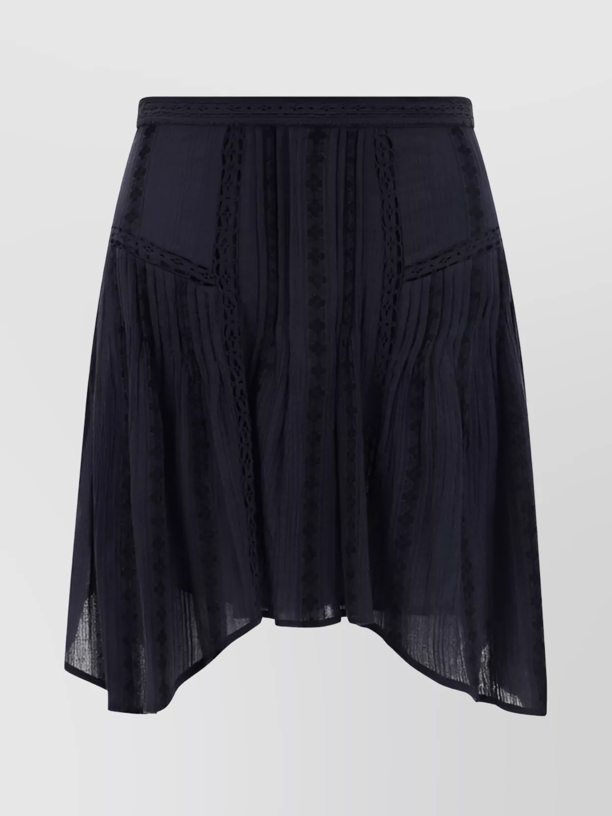 Shop Isabel Marant Étoile Mini Skirt With Cut-out Lace And Pleated Ruffle