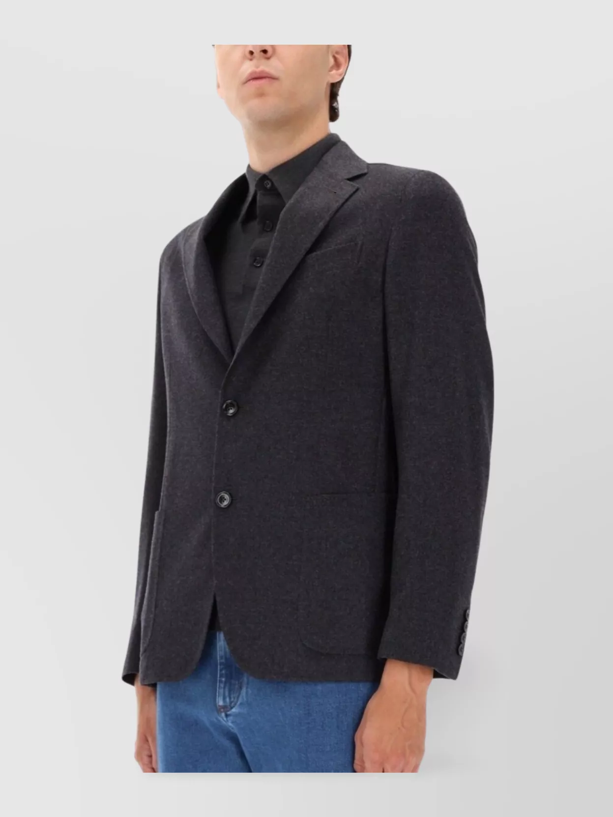 Zegna Notch Lapel Jacket With Single Vent And Pockets