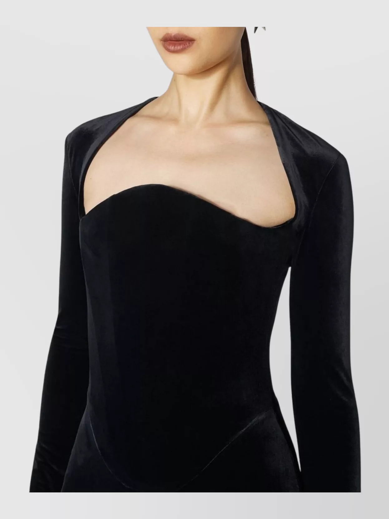 Mugler Fitted Velvet Dress Long Sleeves