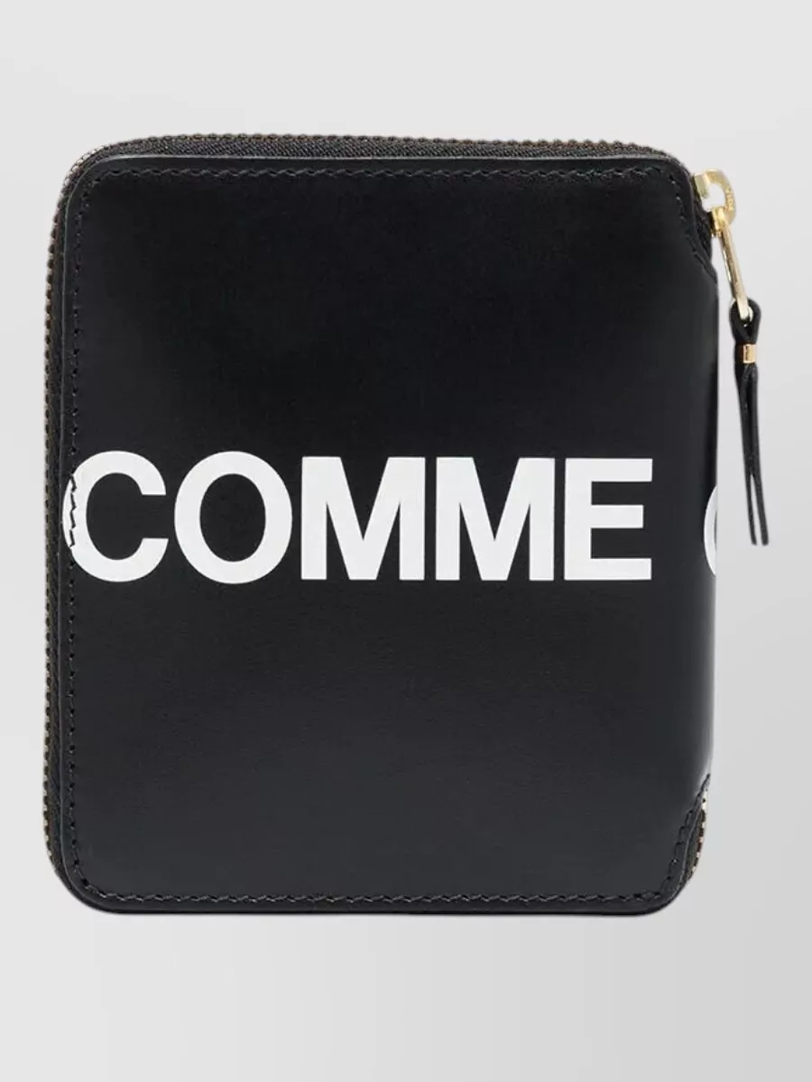 Comme Des Garçons Large Logo Zip Wallet In Black