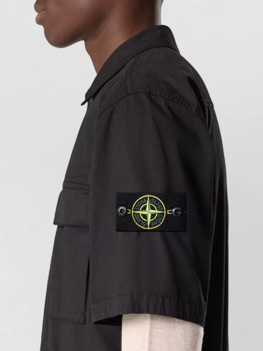 Stone Island Cotton Twill Short-Sleeve Shirt