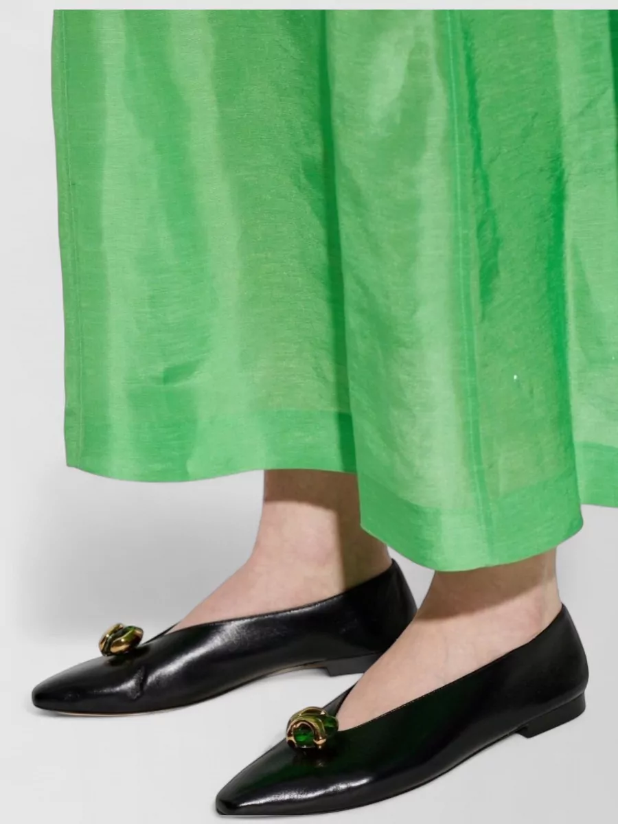 Jimmy Choo Leather Crystal-Embellished Pointed-Toe Ballet Flats