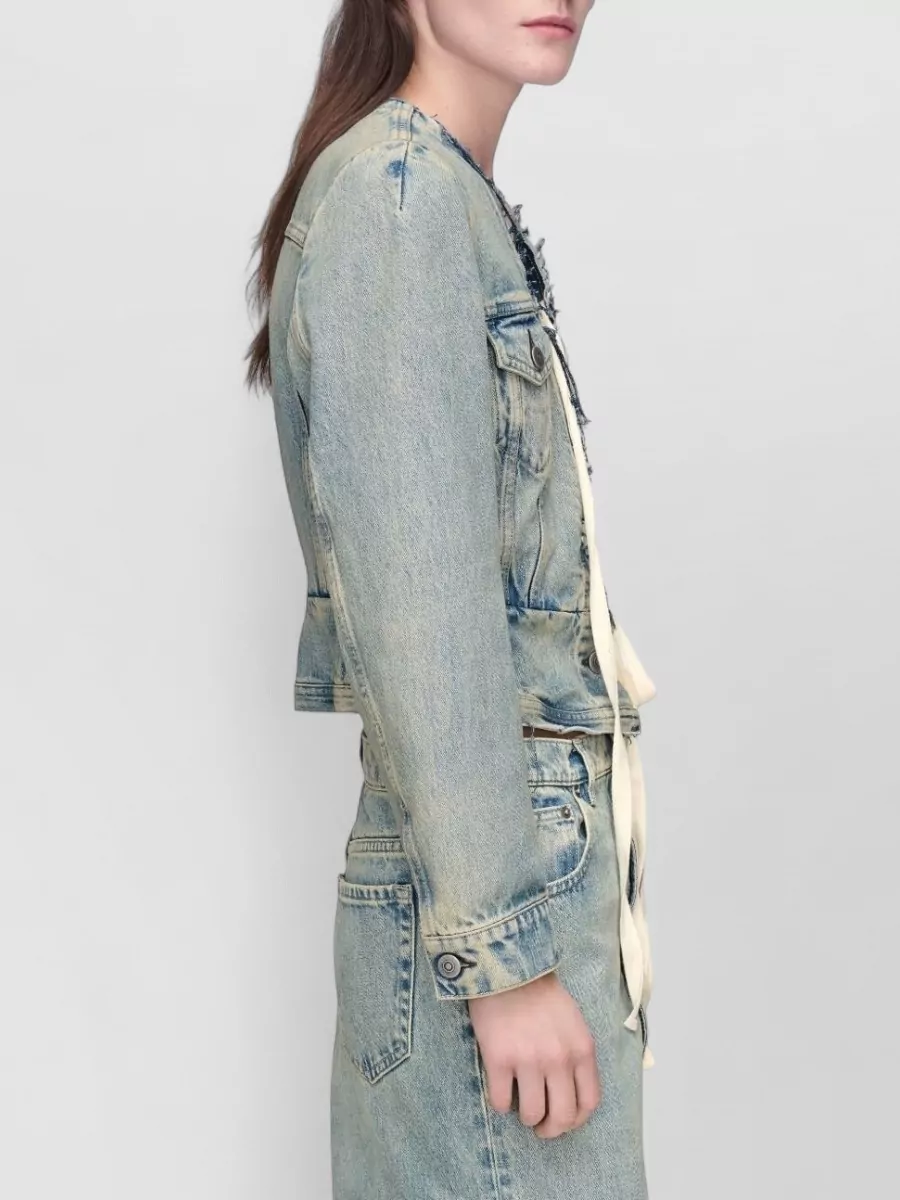 Maison Margiela Denim Cropped V-Neck Jacket