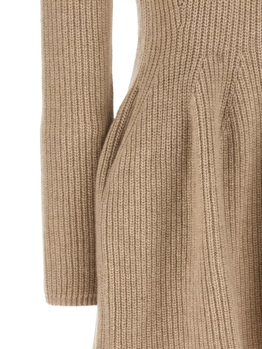 Magda Butrym Cashmere Ribbed Turtleneck Long-Sleeve Mini Dress