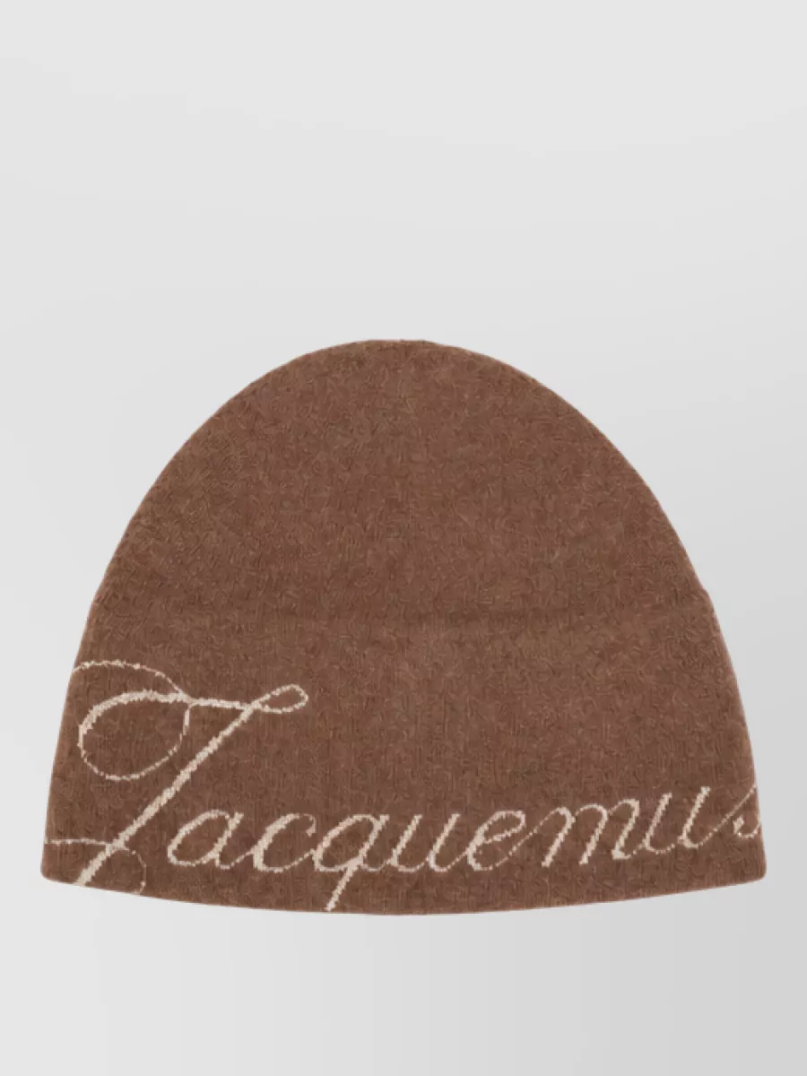 Jacquemus cashmere virgin wool logo knit beanie