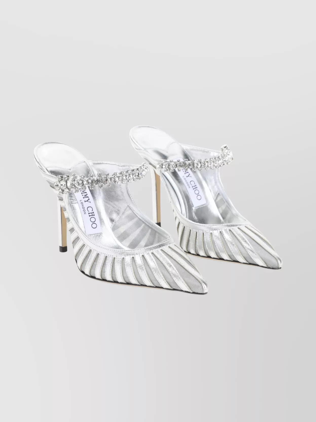 Jimmy Choo 100mm Bing Crystal-embellished Mules In Silver