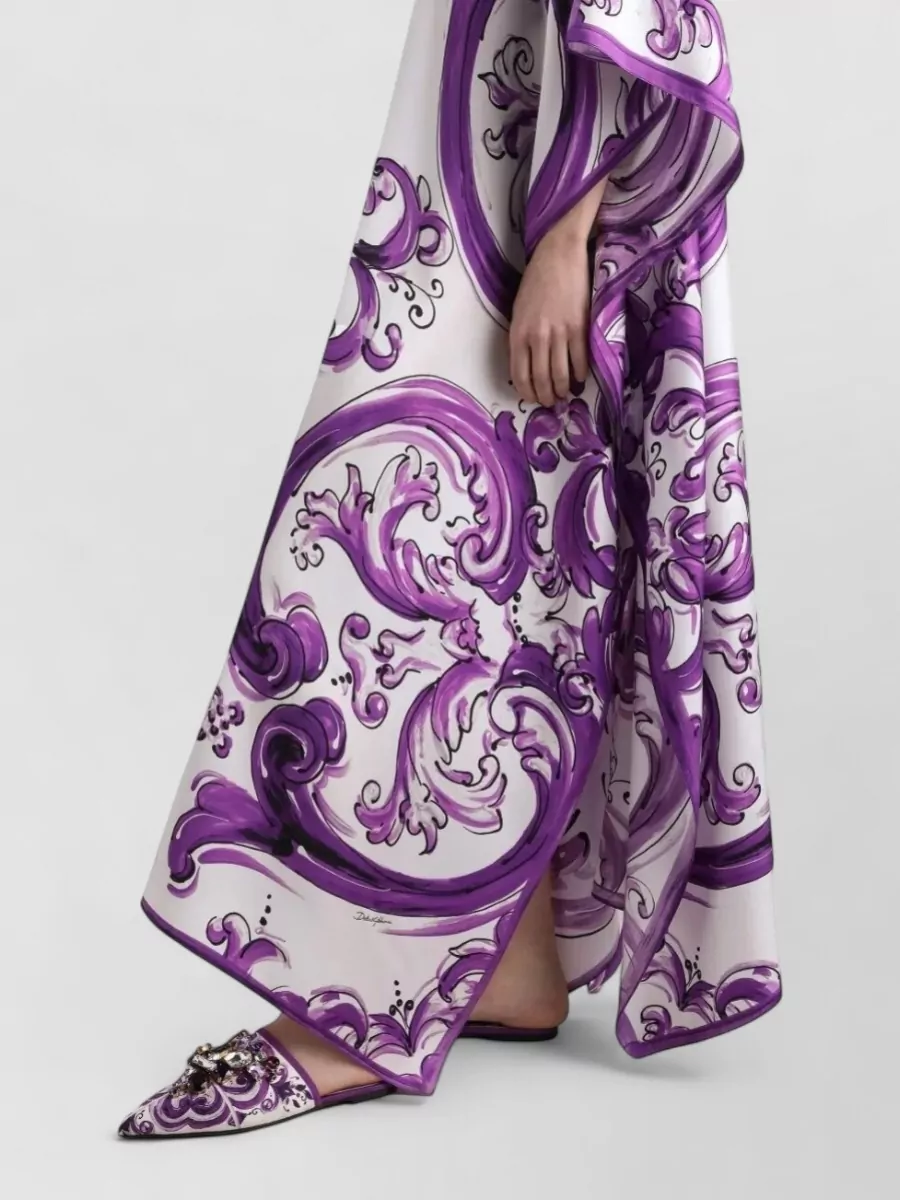 Dolce&Gabbana Majolica Print Kimono Sleeve Floor Length Dress