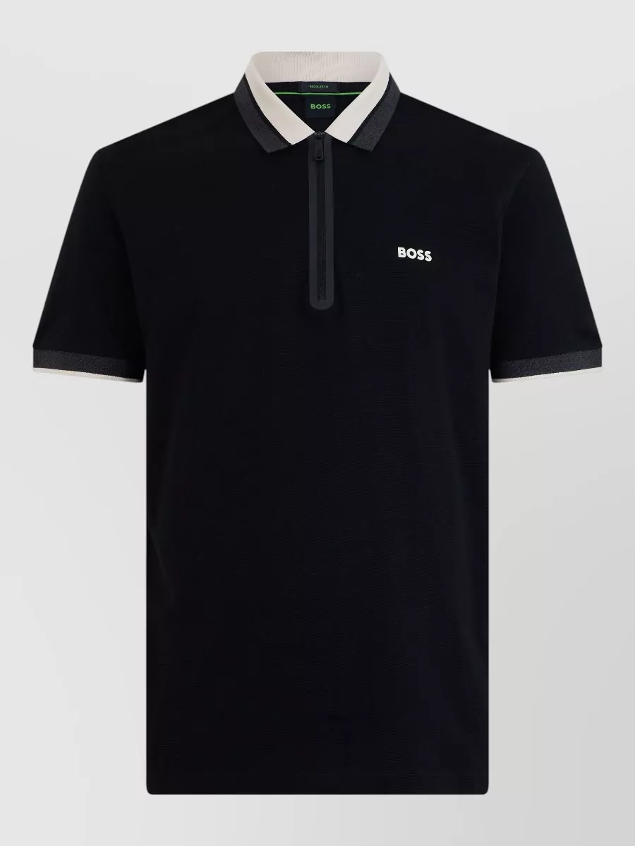 Boss cotton zip polo shirt