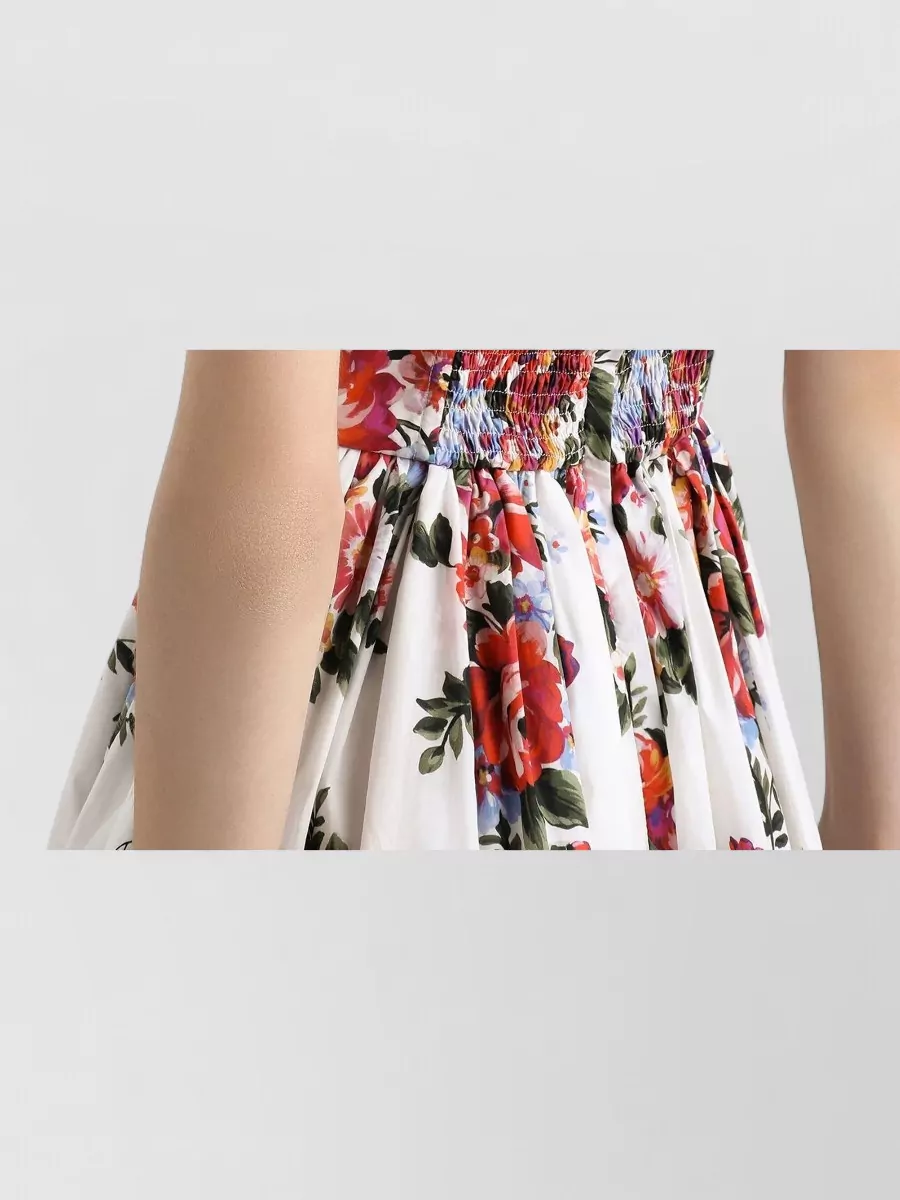 Dolce&Gabbana Bustier Midi Dress Floral Print Poplin