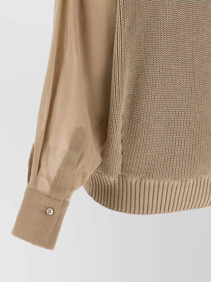 Brunello Cucinelli Cotton Organza Sleeve Cardigan Jacket