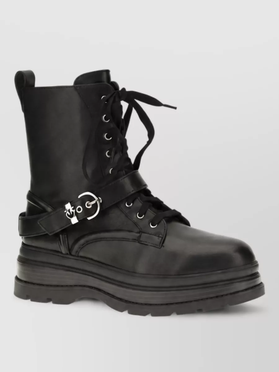 Pinko calf leather lace-up ankle boots