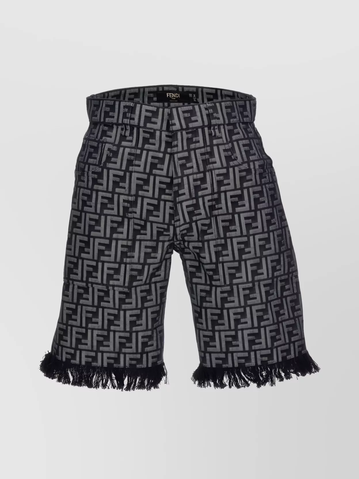Shop Fendi Logo Fringe High-waisted Shorts In Black