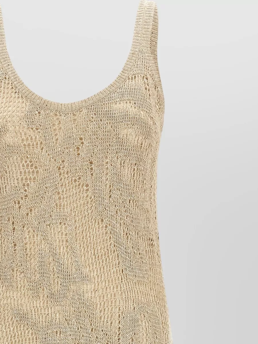 Brunello Cucinelli Crochet Dress Floral Pattern Maxi Length Scoop Neckline