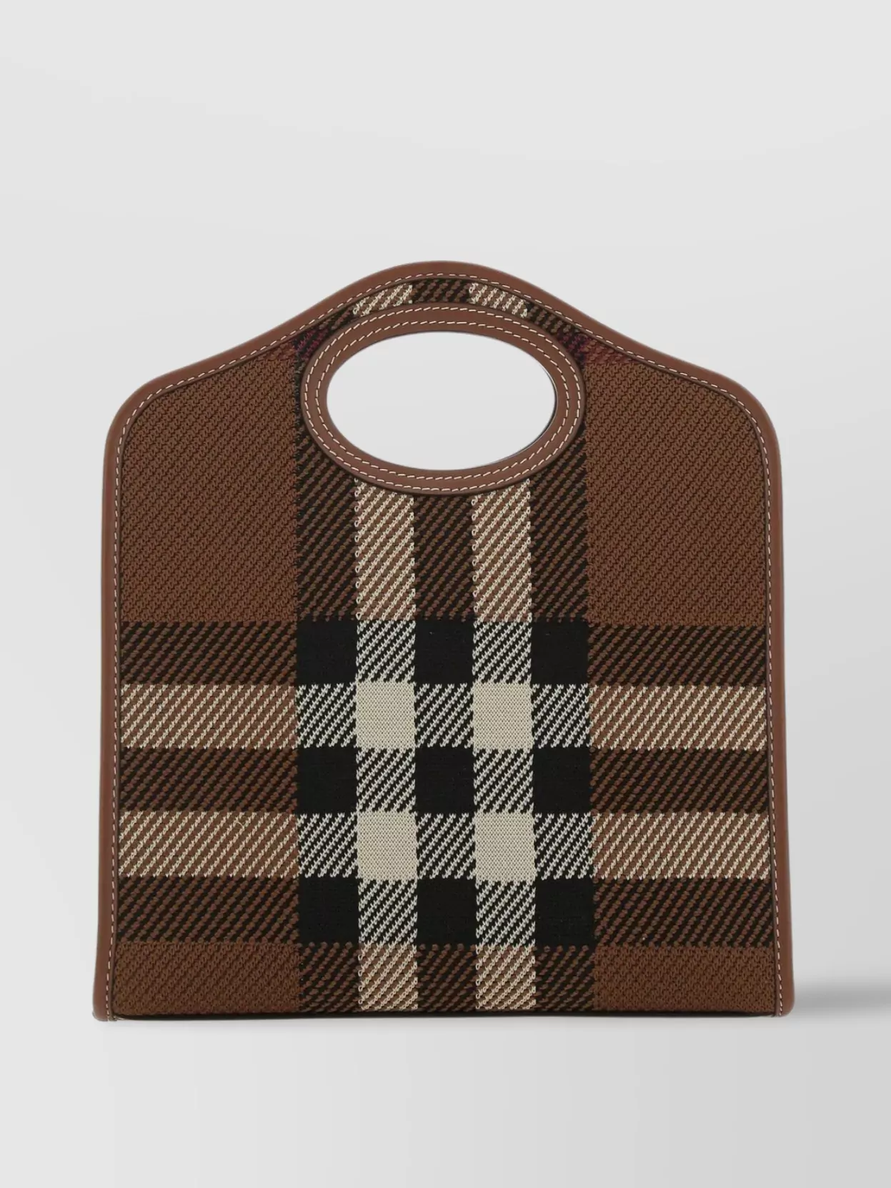 Shop Burberry Mini Checkered Fabric And Leather Shoulder Bag