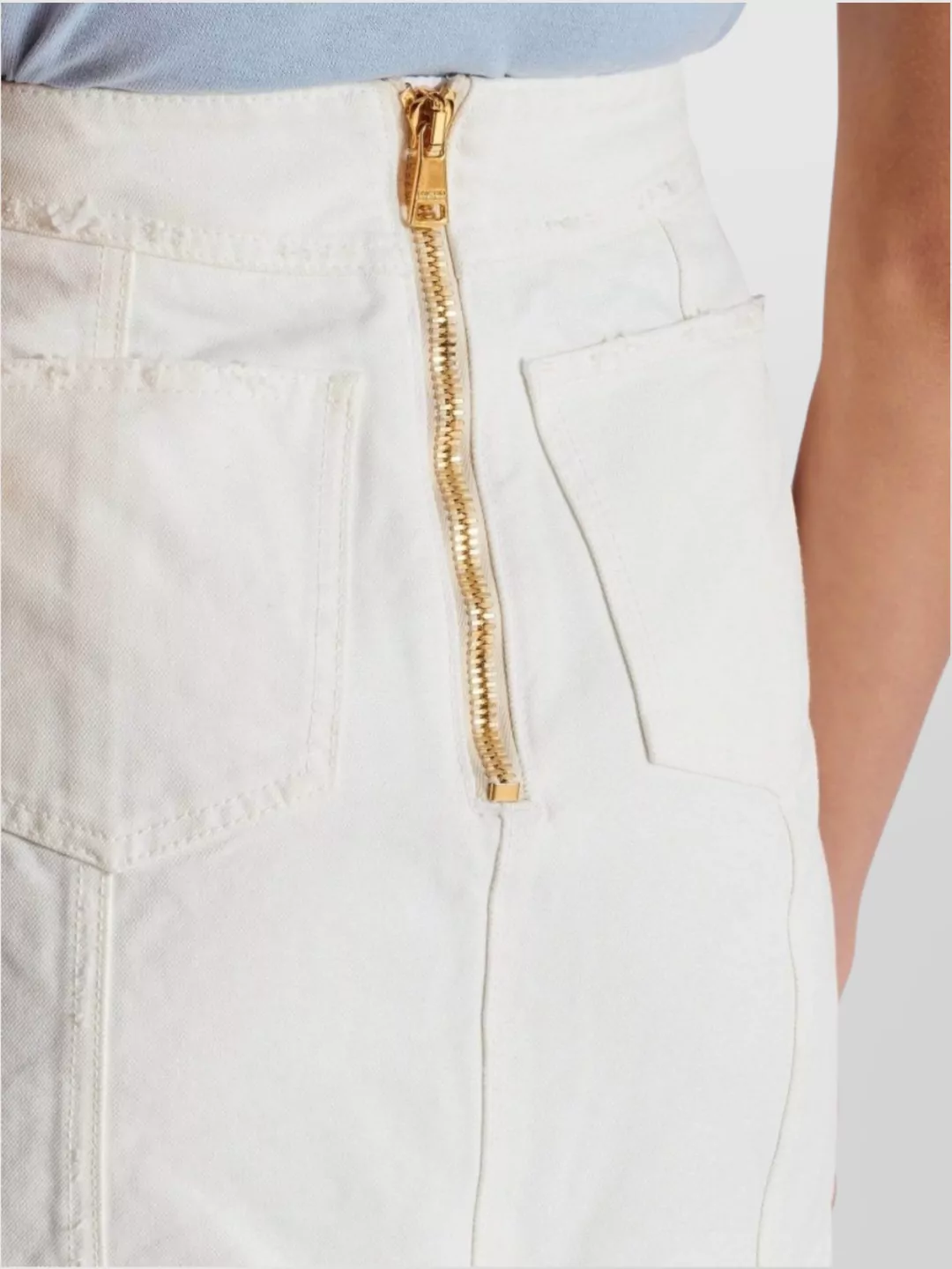 Balmain Skirt Cotton Canvas Gold Buttons