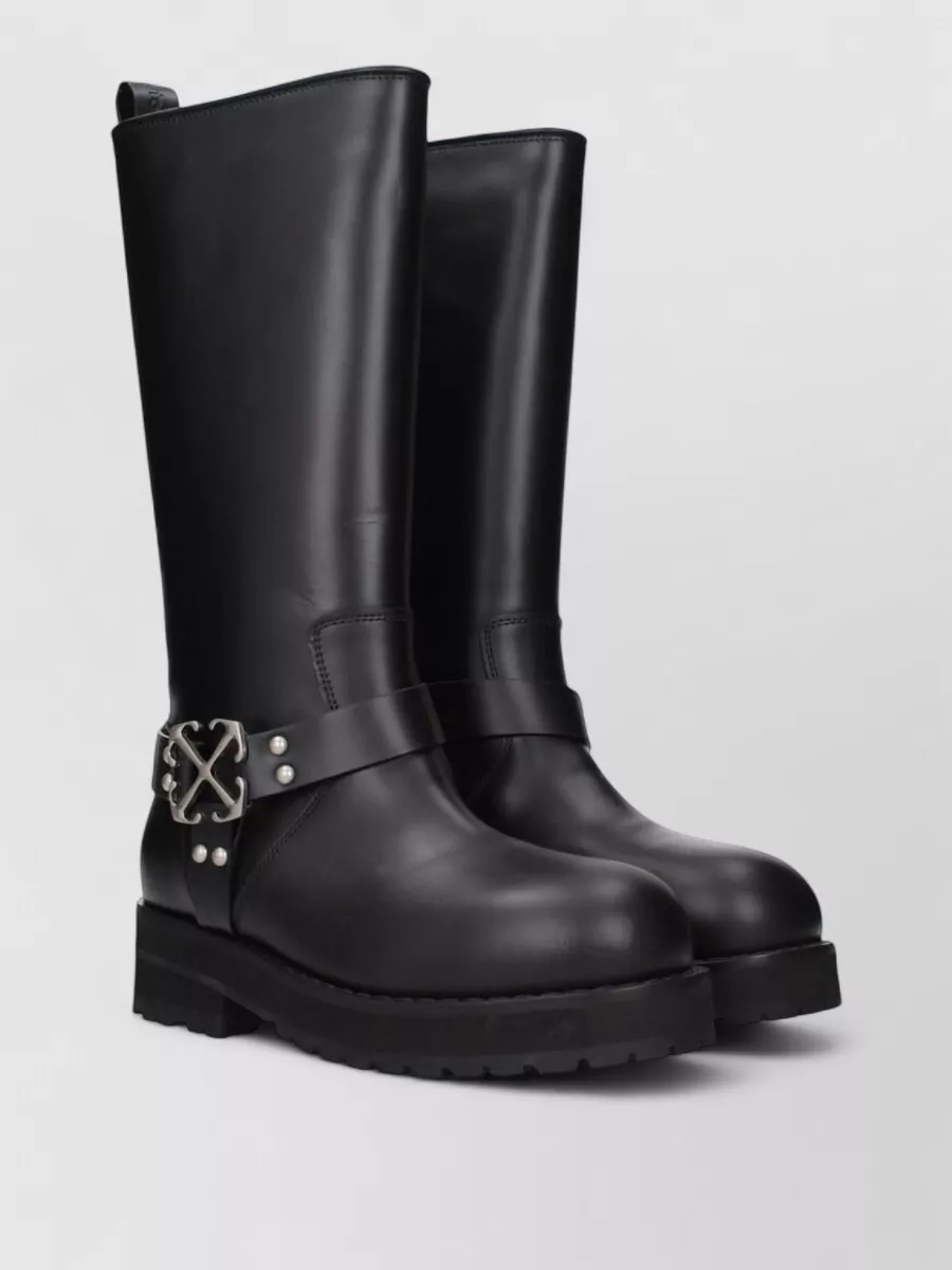Off-White Leather Flat Boots