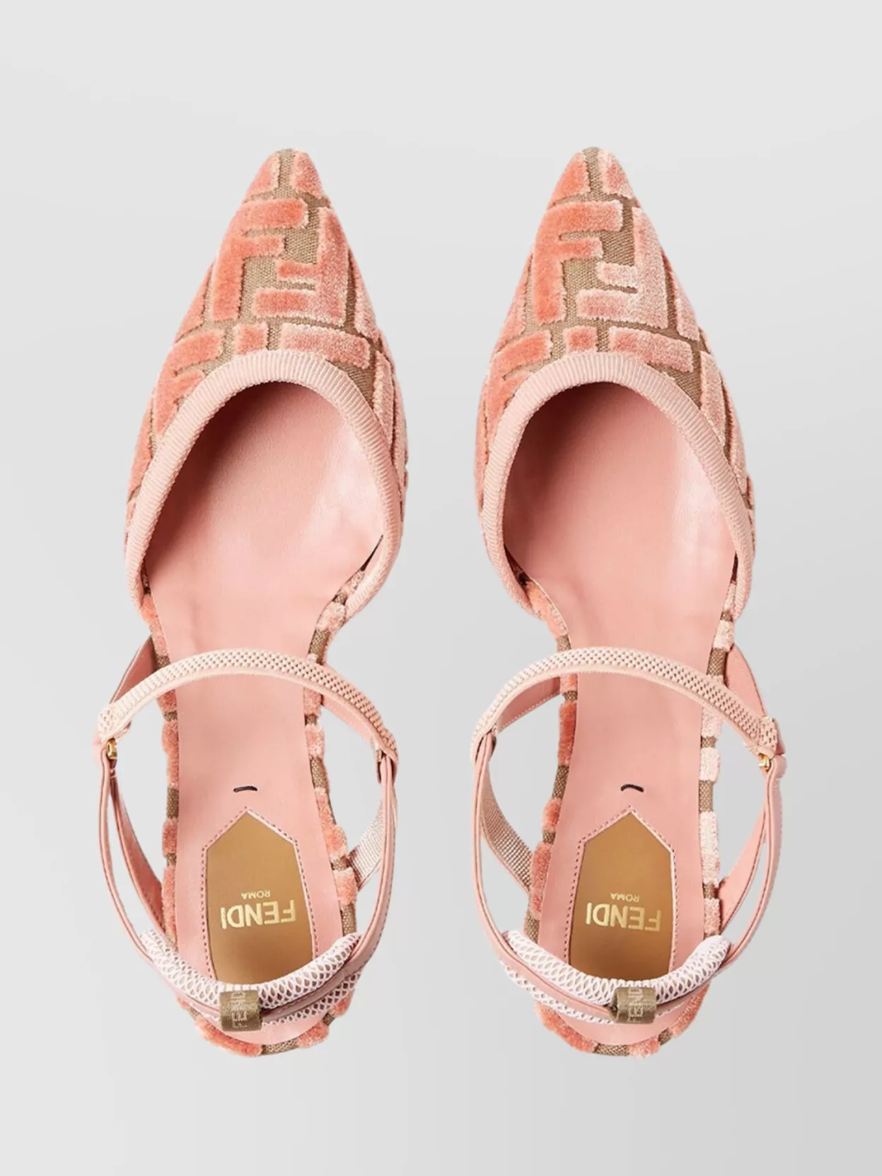 Fendi Ff Fabric Strappy Kitten Heel Pumps