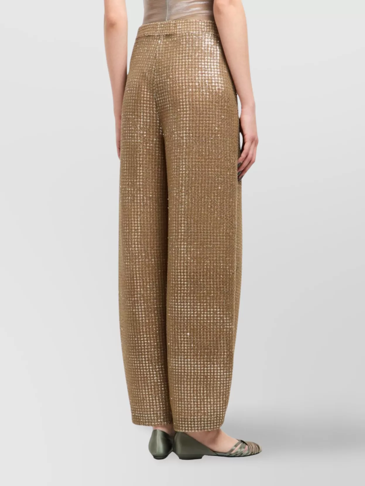 Giorgio Armani High Waist Wide-Leg Sequin Trousers