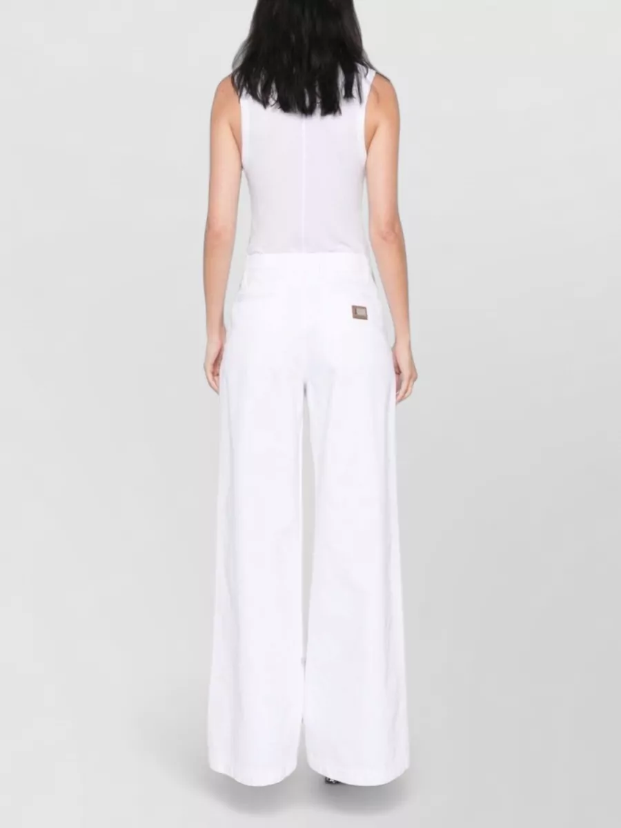 Dolce&Gabbana Denim Pleated Wide-Leg Trousers