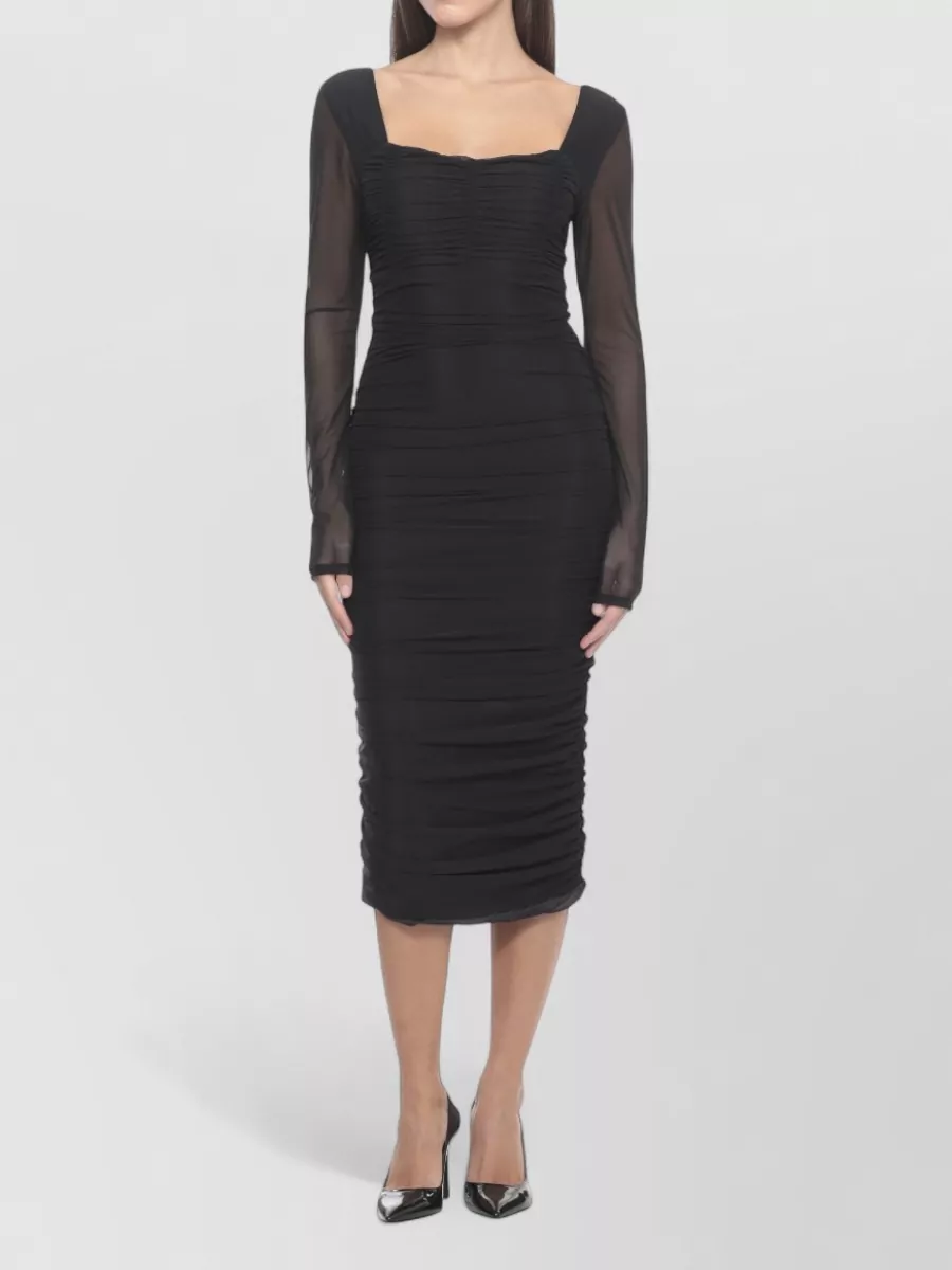 Mar De Margaritas Draped Long Sleeve Midi Dress