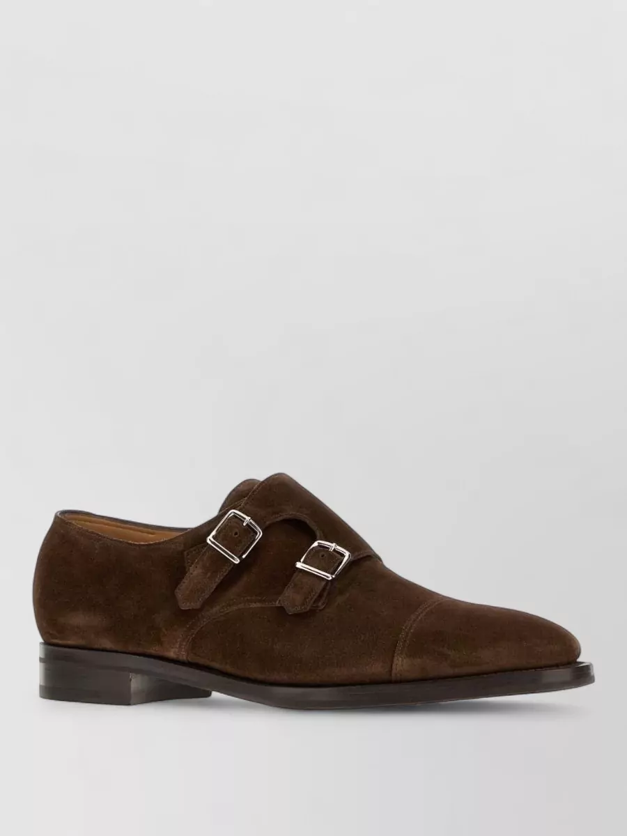 John Lobb suede monk shoes