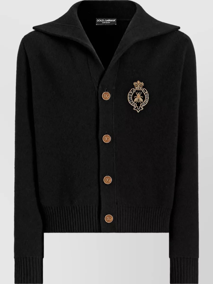 Dolce&Gabbana virgin wool embroidered ribbed cardigan