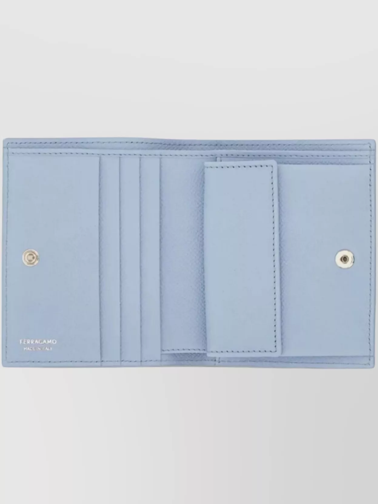 Ferragamo Compact Wallet Textured Finish In Blue