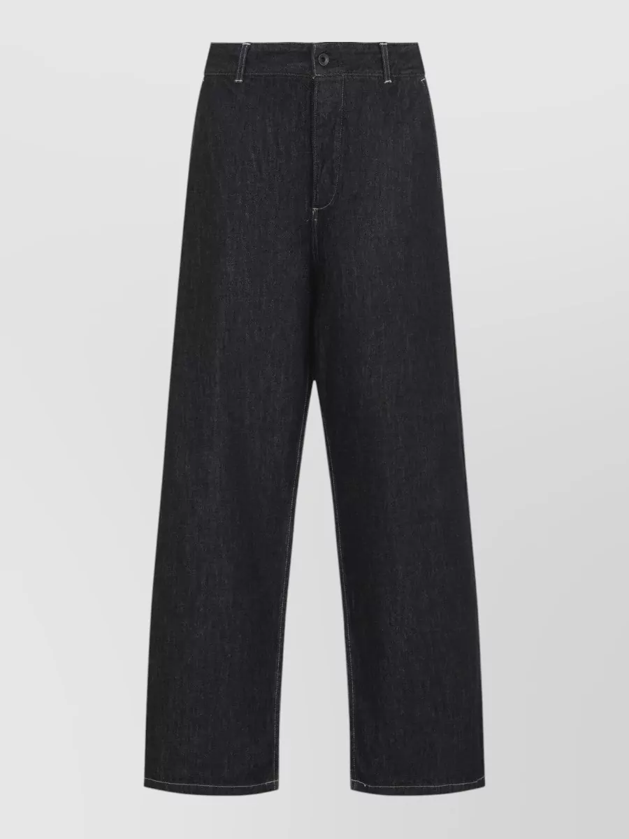 Studio Nicholson Denim High-Rise Curved Wide-Leg Jeans