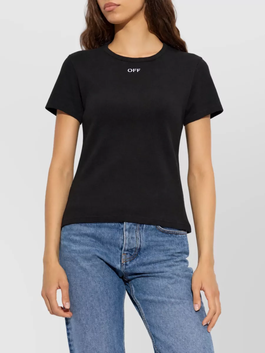 Off-White Ribbed Fitted T-Shirt
