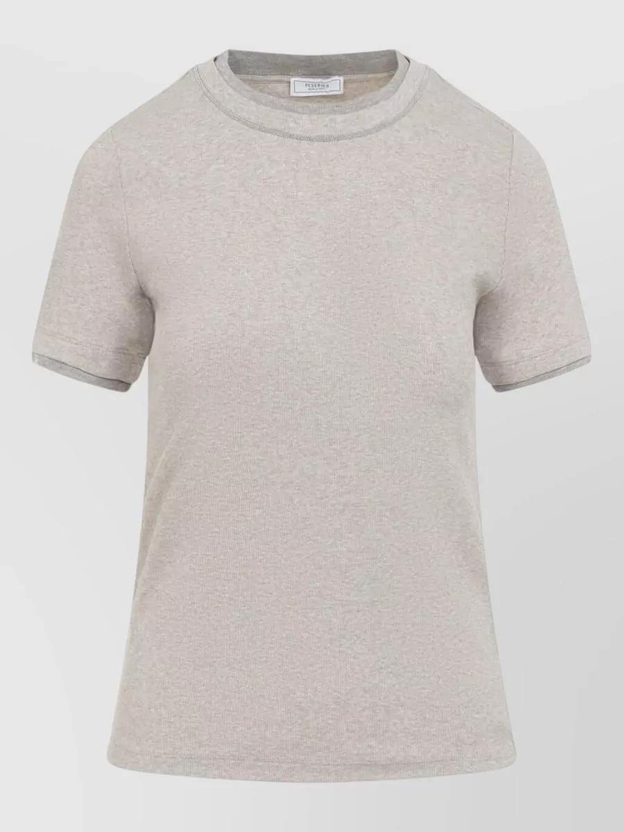 Peserico Short Sleeve Crew Neck Ribbed Knit Top