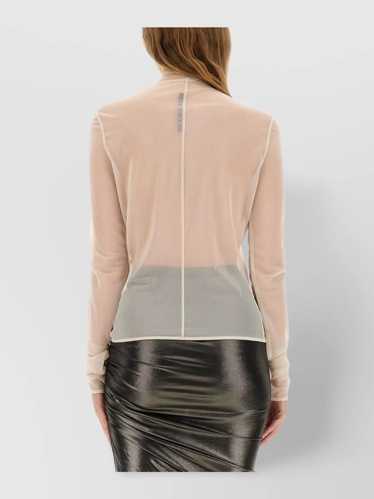 Rick Owens Lilies Long Sleeve Sheer High Collar Jacket