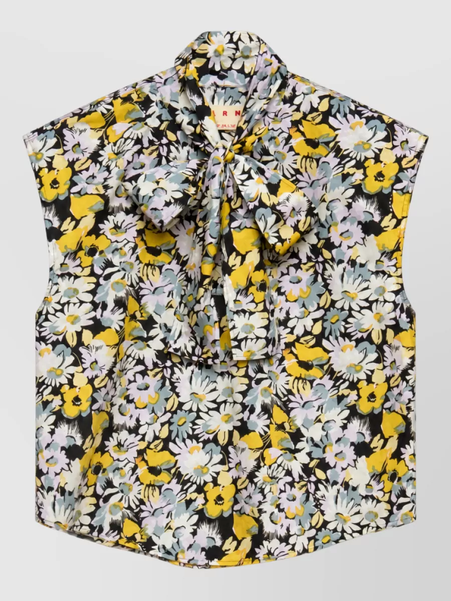 Marni Floral-Print Cotton Sleeveless Top
