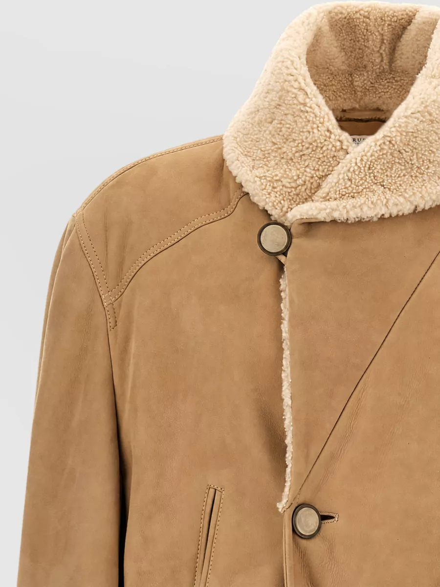 Brunello Cucinelli Shearling Double-Breasted Pea Coat