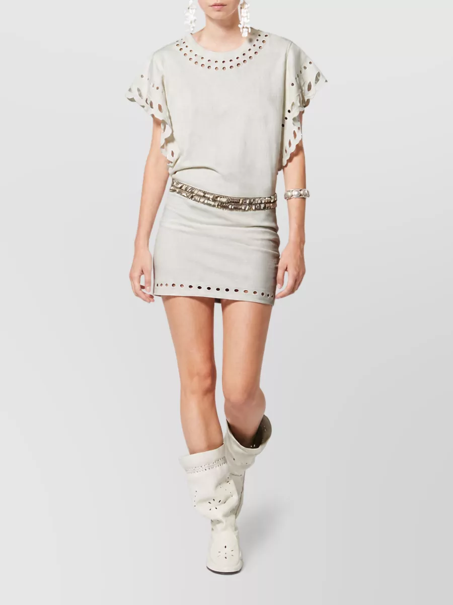 Isabel Marant Cotton Laser Cut Mini Dress