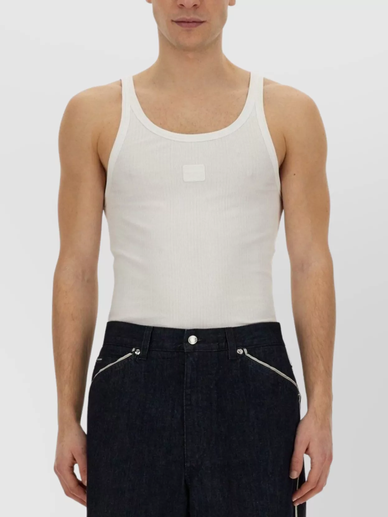 Dolce&Gabbana Ribbed Texture Scoop Neckline Sleeveless Tank