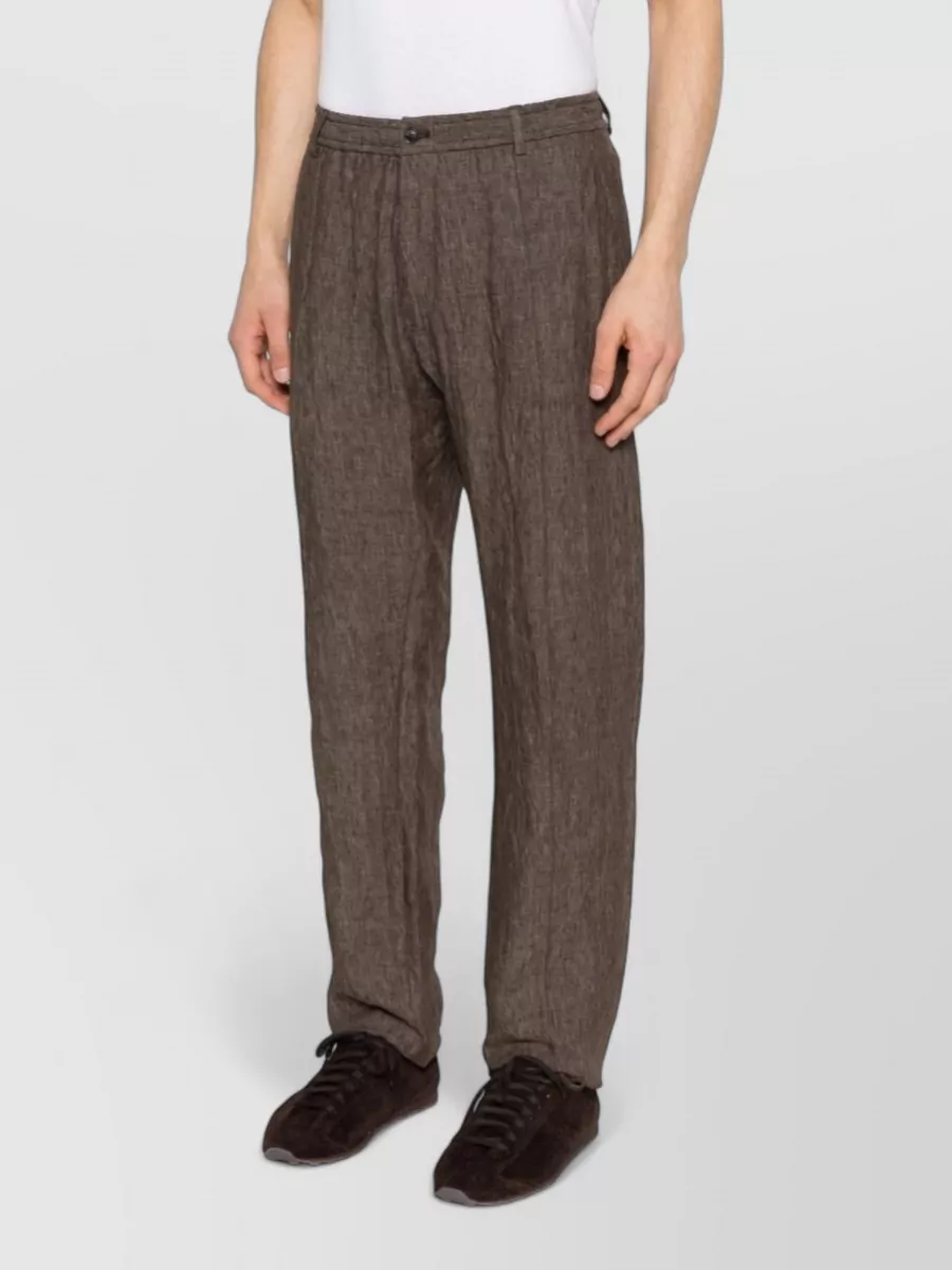Emporio Armani Linen Trousers Belt Loops Back Pockets