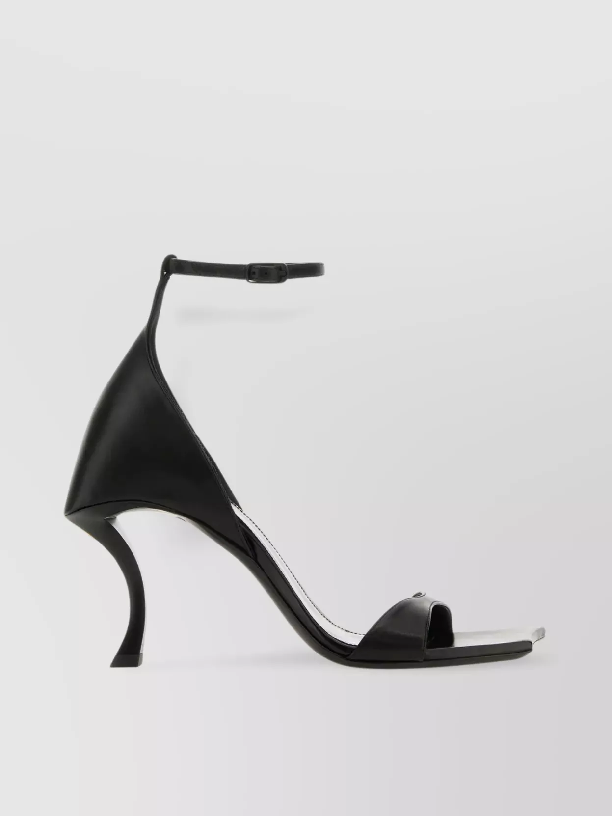 Shop Balenciaga Leather Sandals With Unique Heel And Metal B Detail In Black