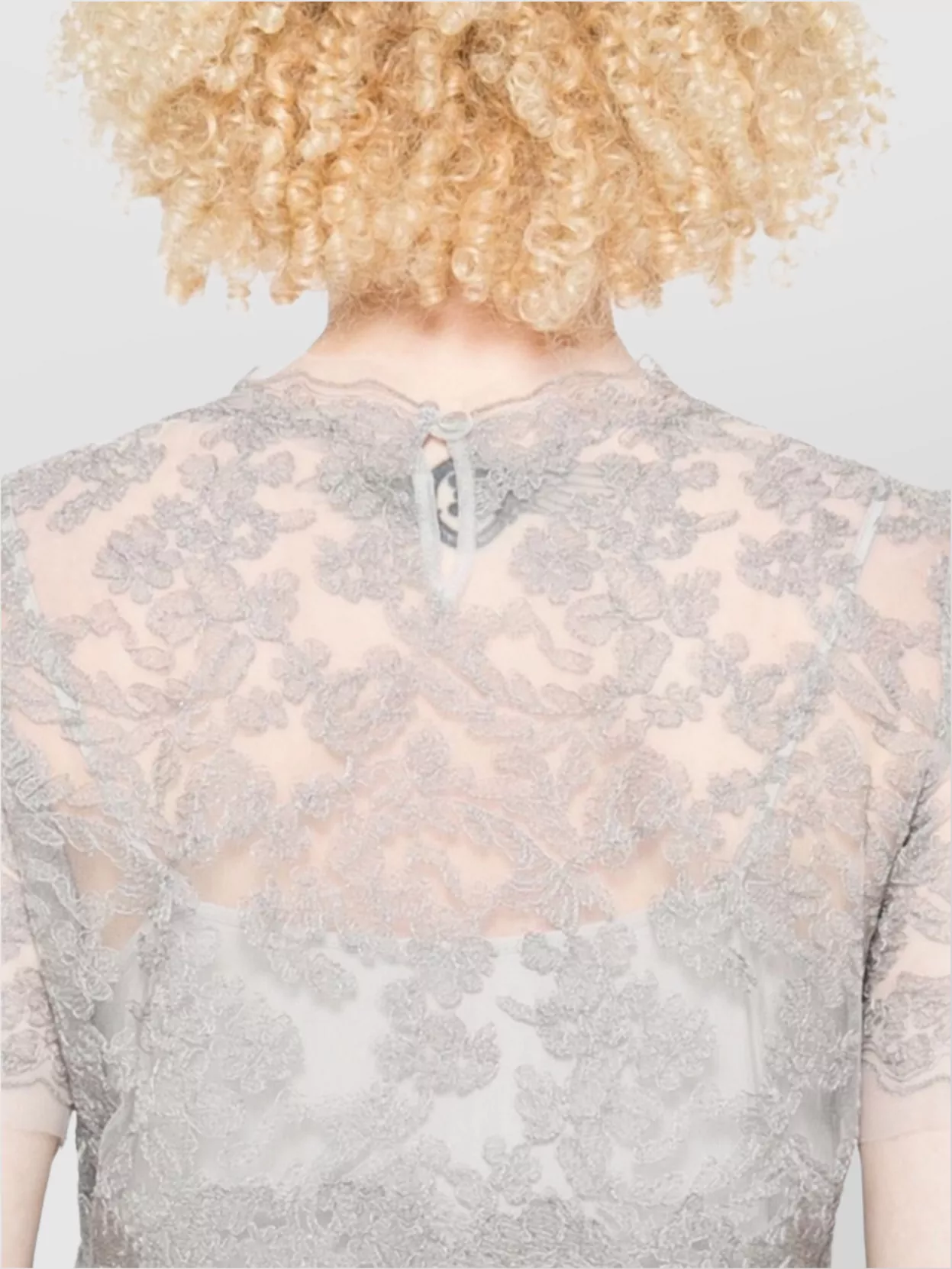Ermanno Scervino Floral Lace Round Neck Sheer Top