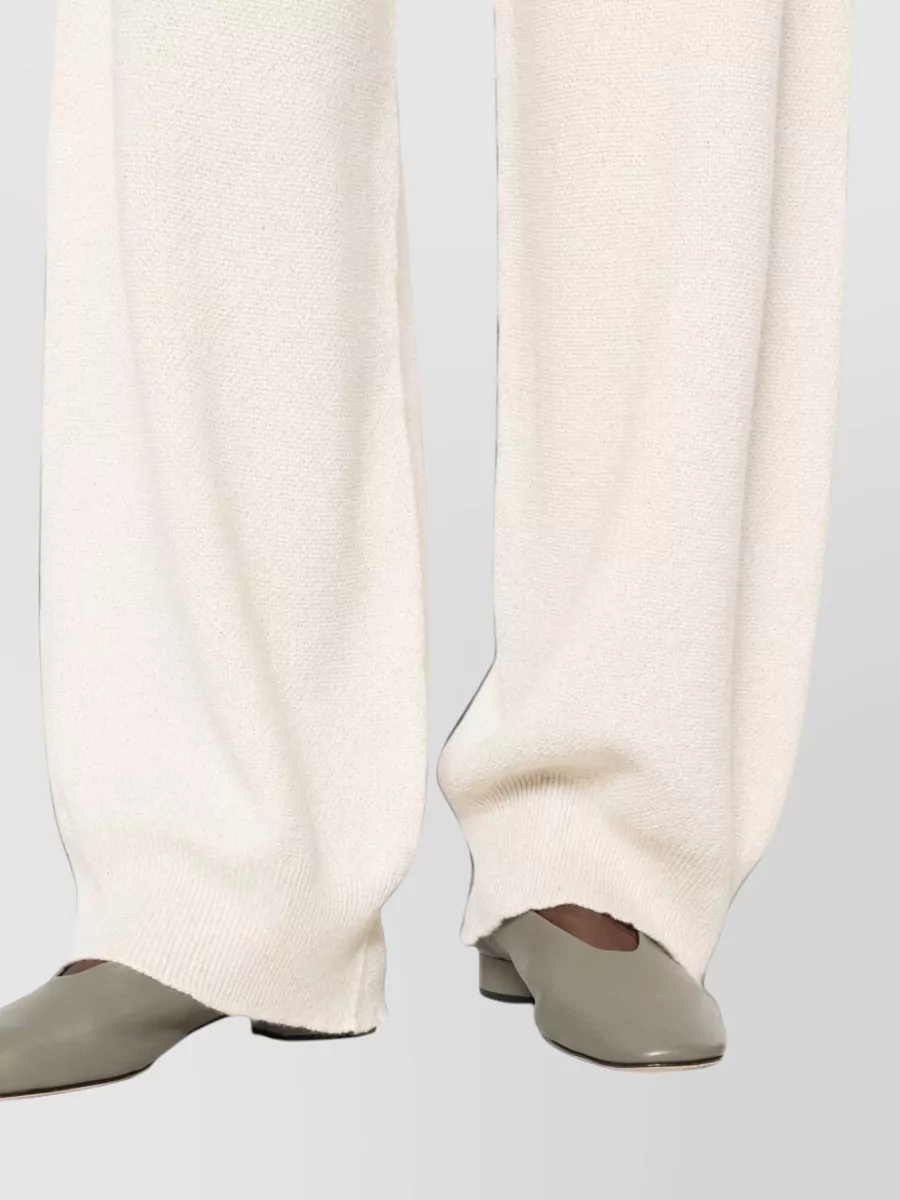 Fabiana Filippi Fine-Knit Wide-Leg Ribbed-Cuff Loungewear Trousers