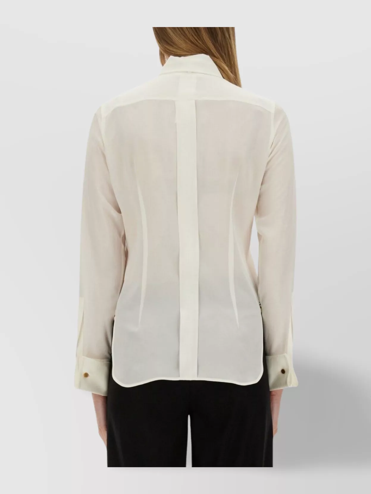 Max Mara Long Sleeve Sheer Shirt With Ribbon Detail