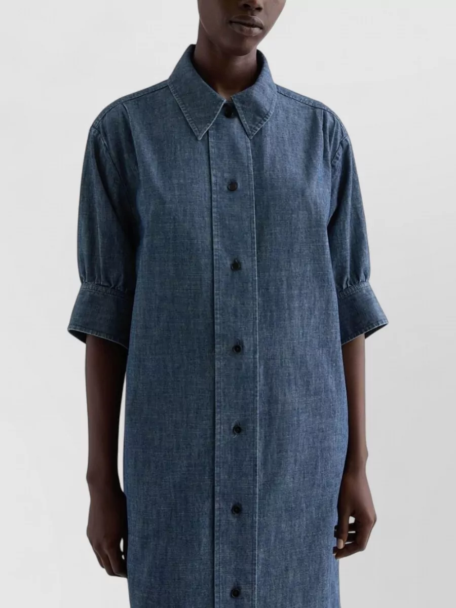 Jil Sander Denim Cotton Shirt Dress Short Sleeves