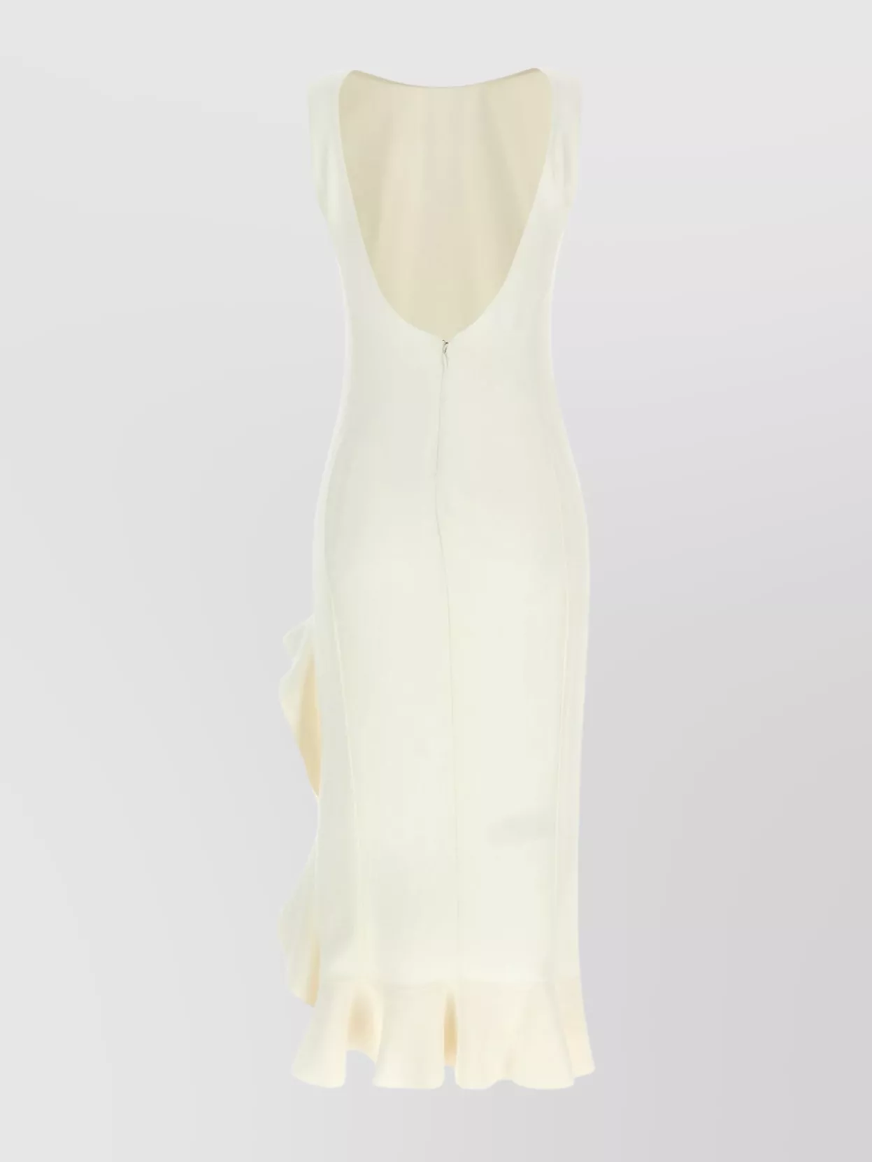 Pinko Ruffle Detail Midi Dress With Scoop Back In Neutral