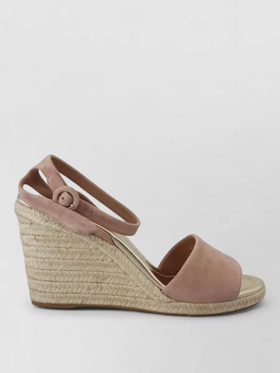 Prada Suede Leather Ankle Strap Espadrille Sandals